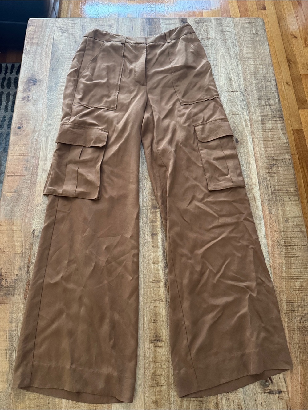 Veronica Beard Saul Pant Wide Leg Cargo khaki Pants in Whiskey brown tan NEW NWT - Picture 10 of 13